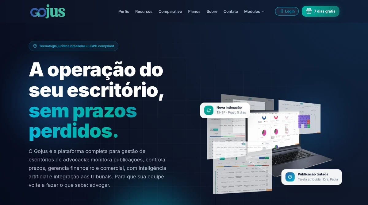 Tela inicial do Gojus