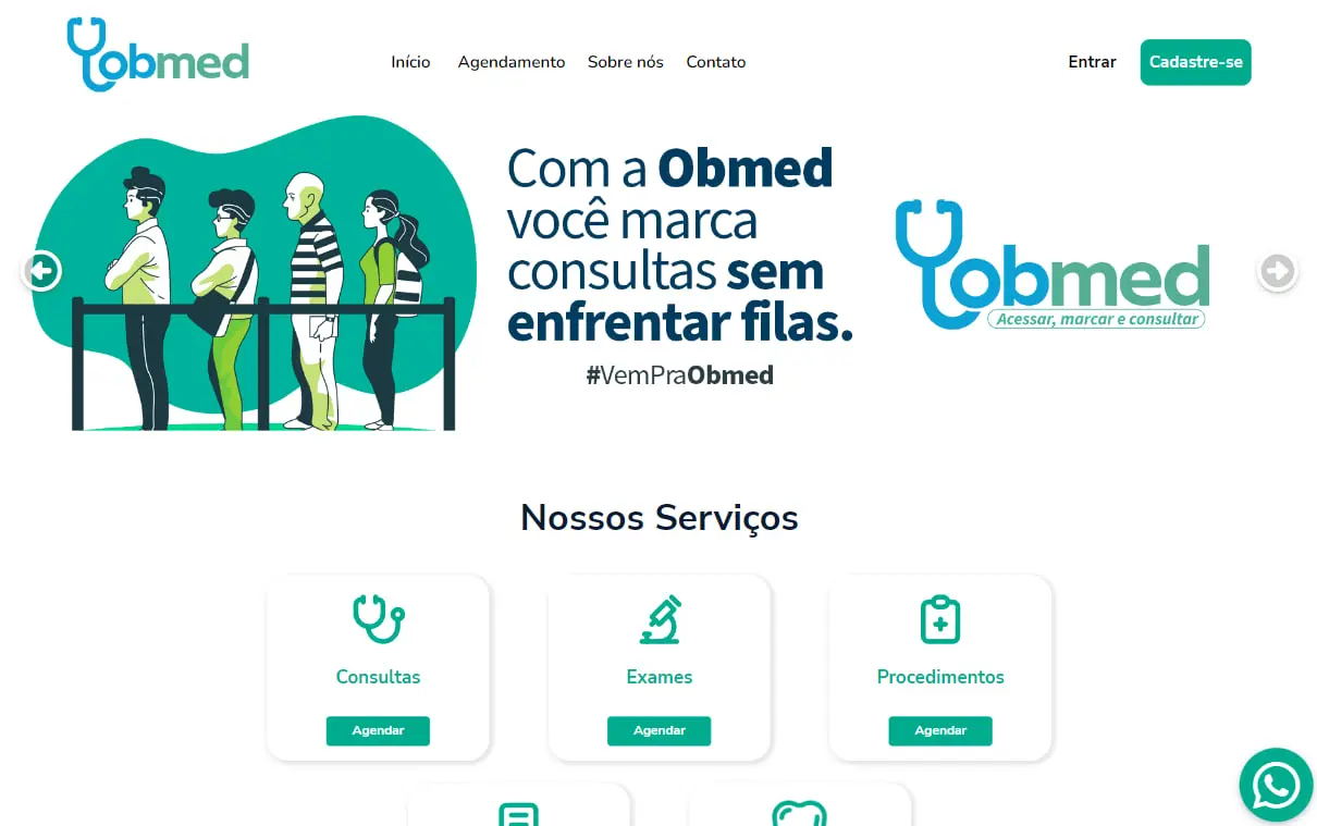 Interface histórica da plataforma Obmed