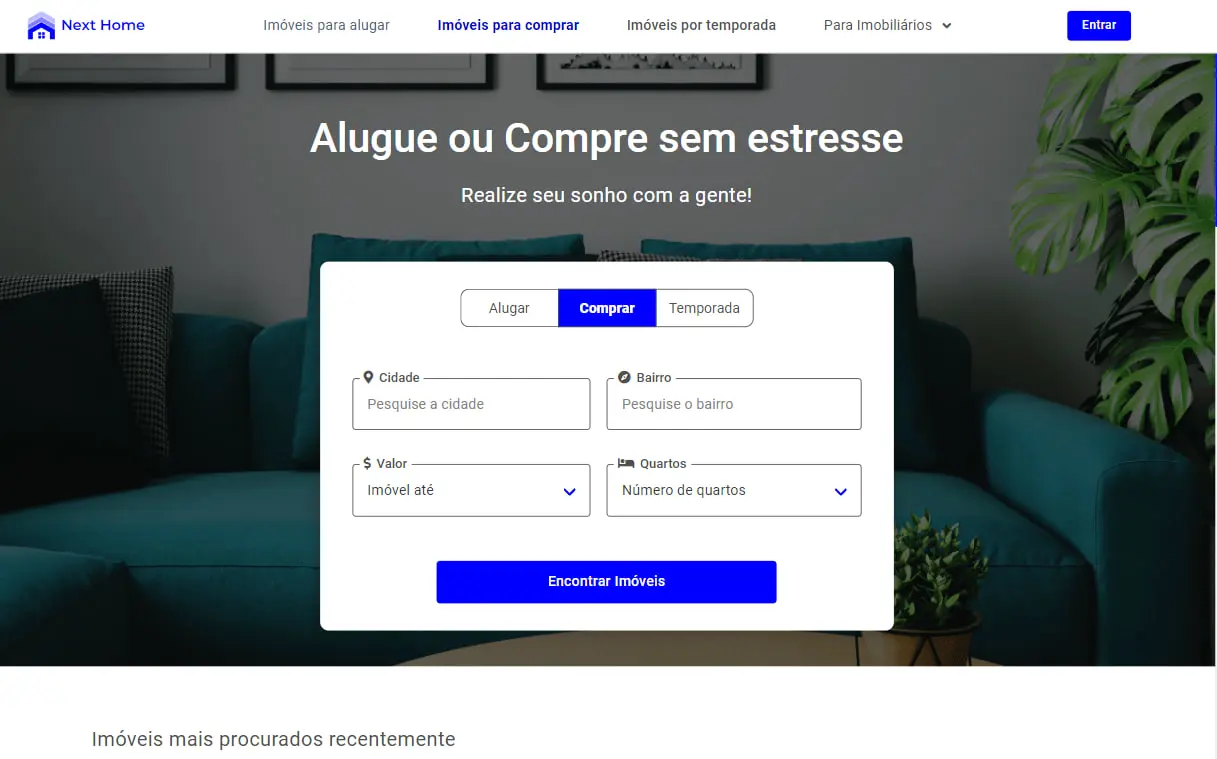 Interface histórica do marketplace Next Home